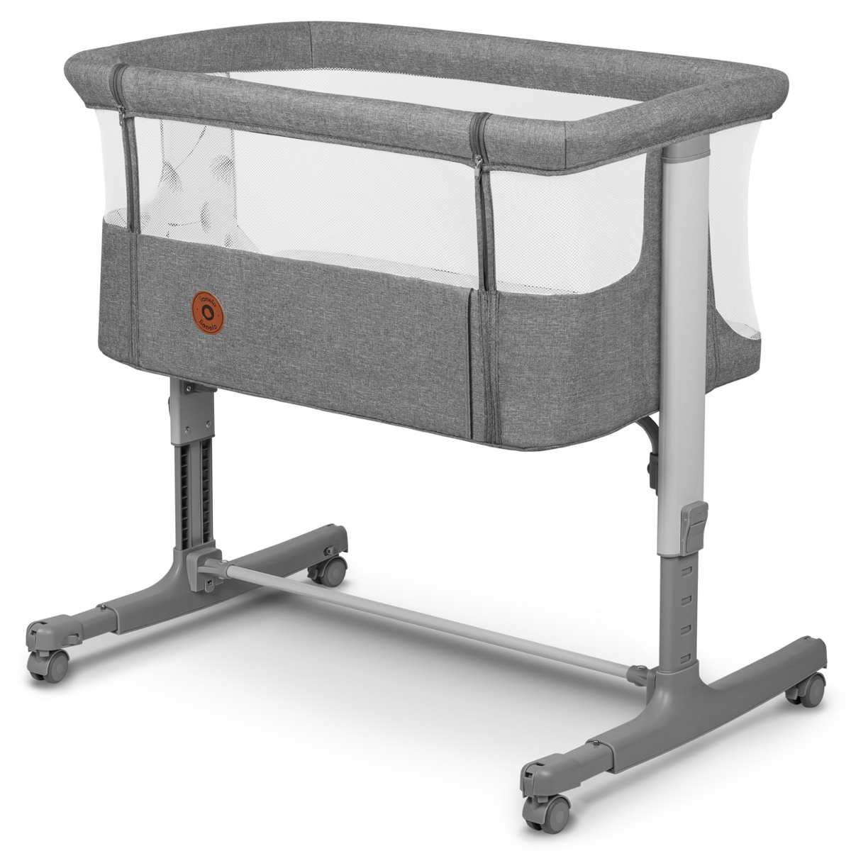 Lionelo Aurora Bedside Crib, Grey Concrete