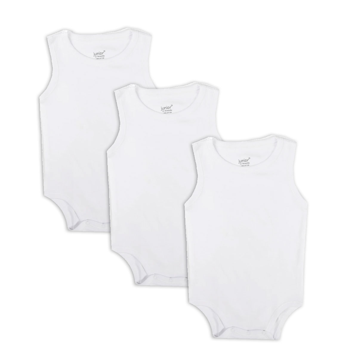 Junior Bodysuit White Sleeveless, 6-9M