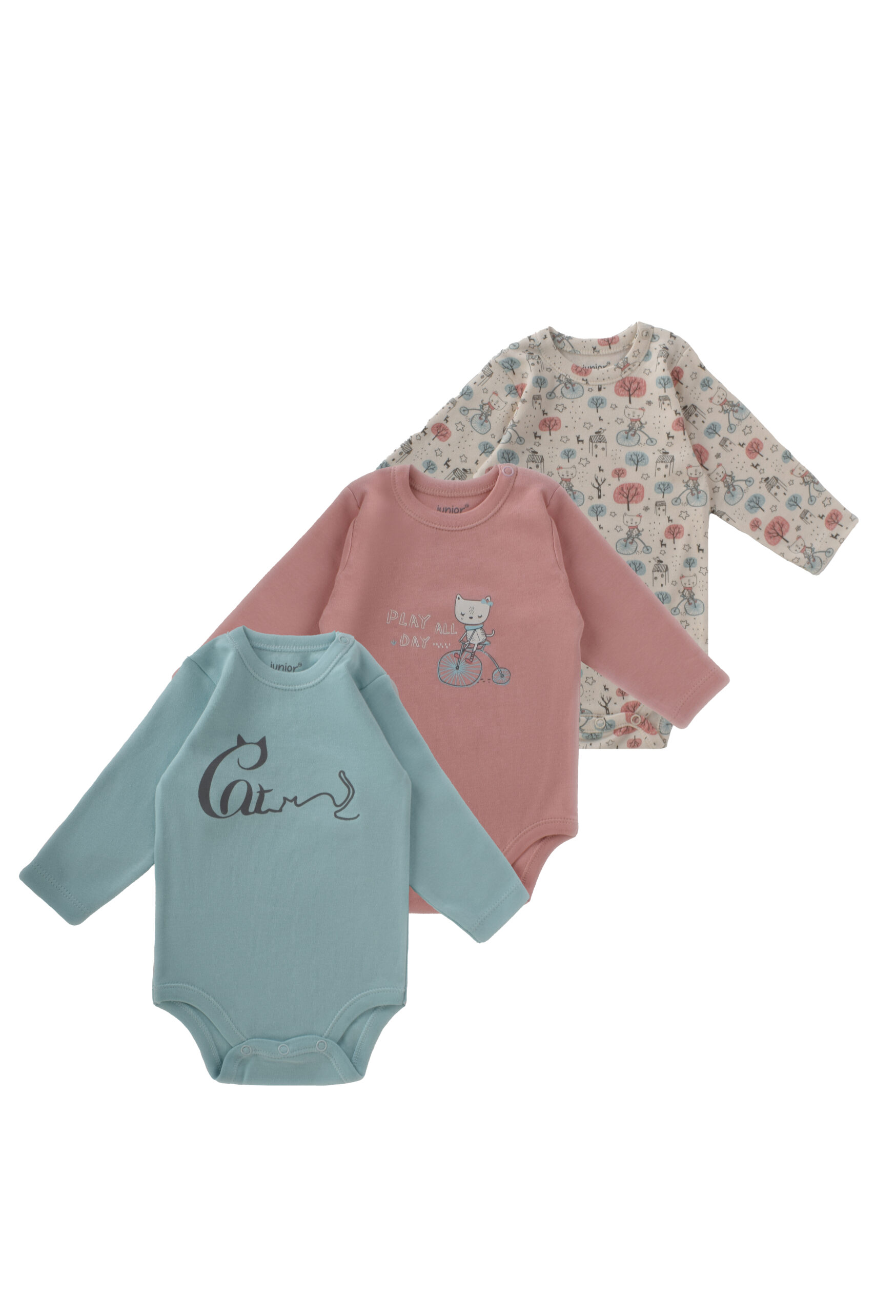 Junior Bodysuit Long Sleeve happy kitty