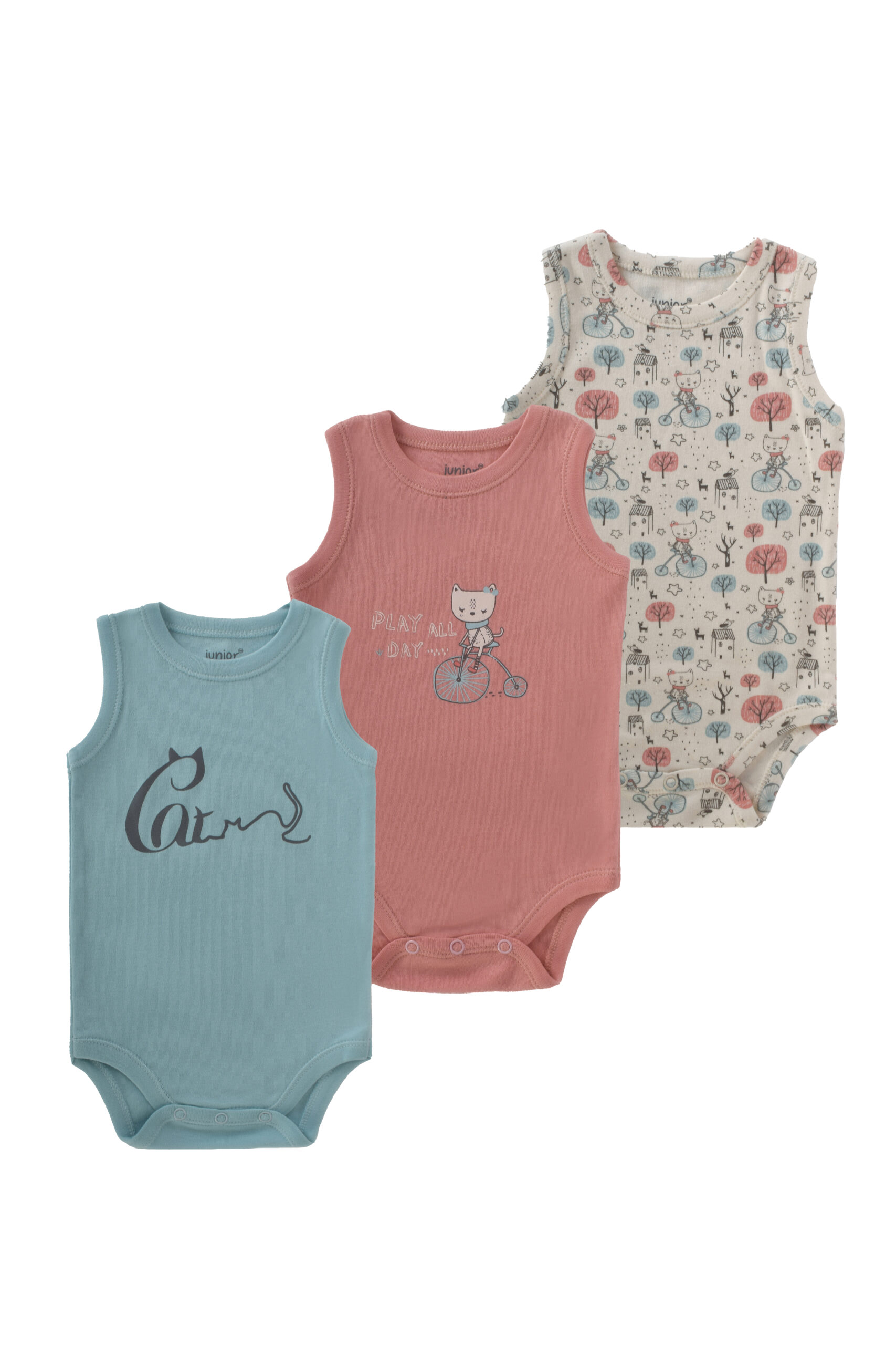 Junior Bodysuit Sleeveless happy kitty