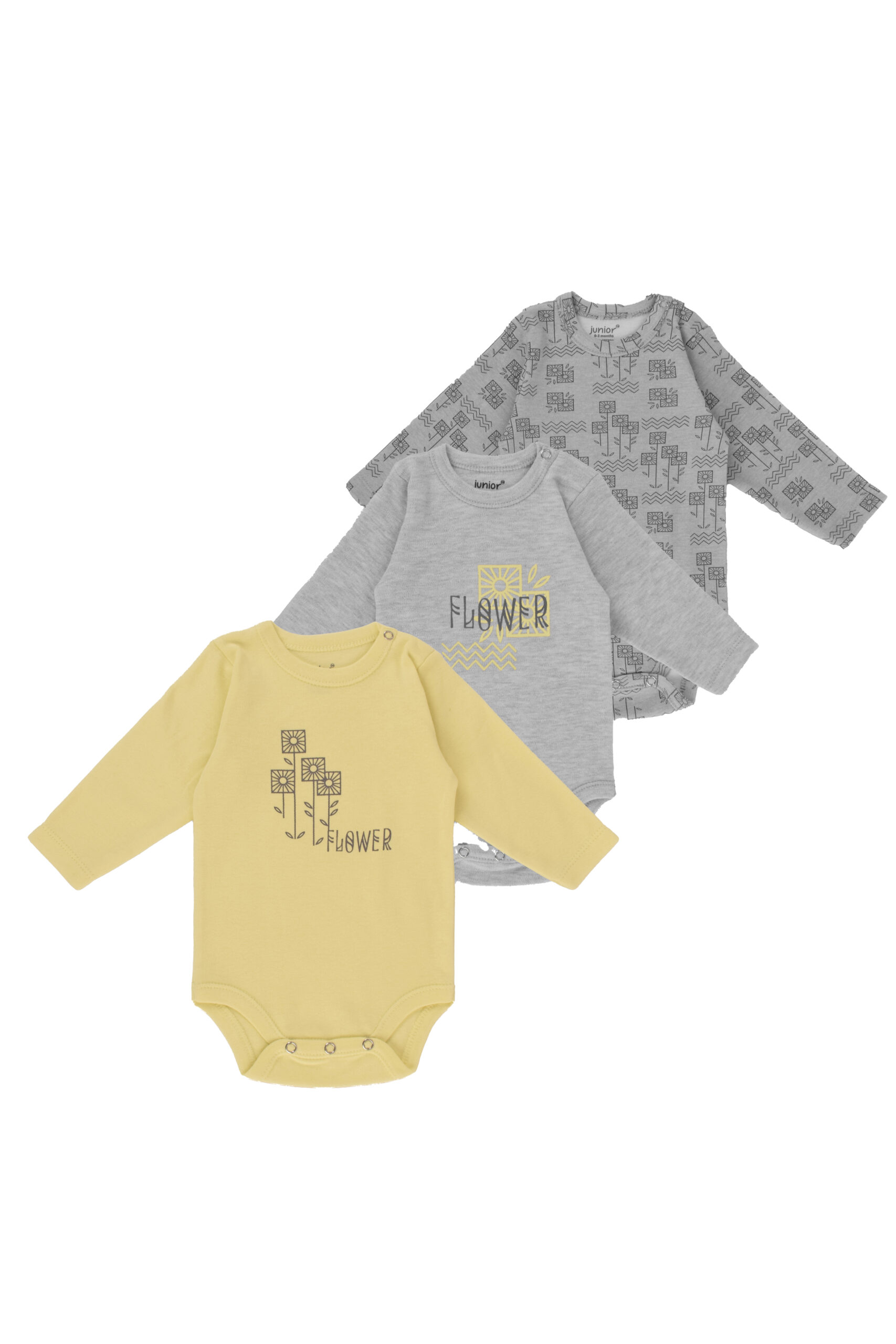 Junior Bodysuit Long Sleeve Square flower
