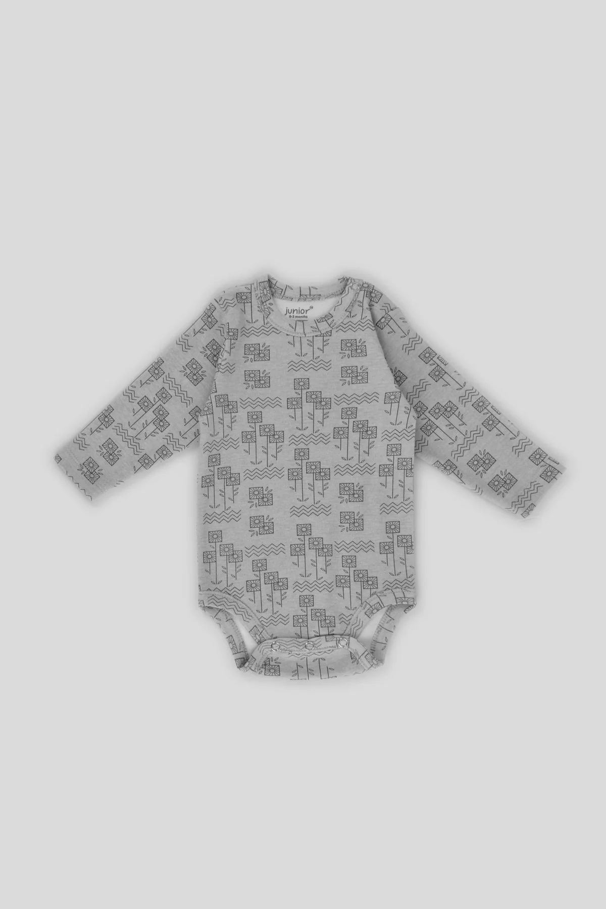 Junior Bodysuit Long Sleeve Square flower - الصورة 3