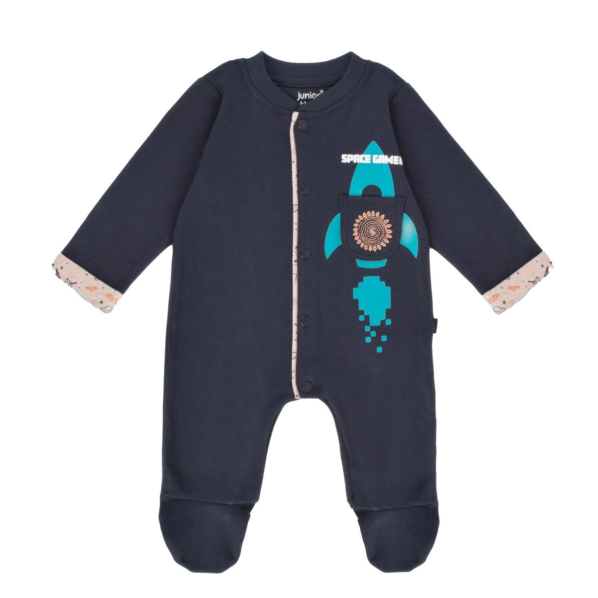 Junior Printed Romper Space gamer, 0-3M