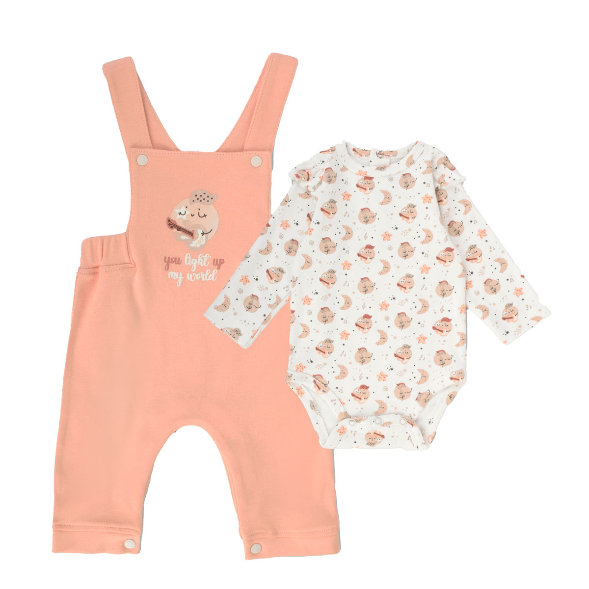 Junior Printed Romper + Body Musical moon, 0-3M