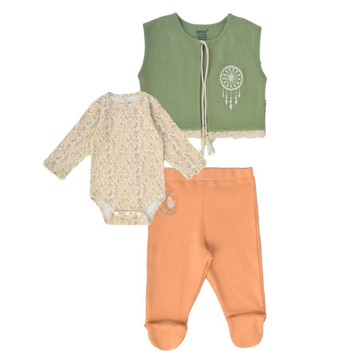 Junior Printed Set Body + Pants + Jacket Dreamcatcher, 3-6M