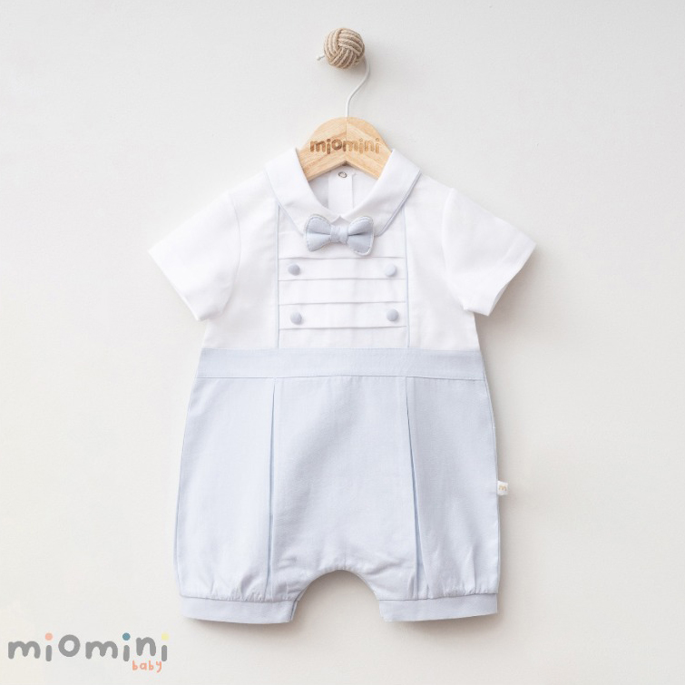 Miomini Woven Elegant Baby Boy Romper, (4334), Blue, 9 Months