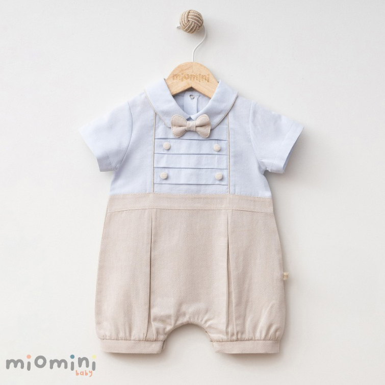 Miomini Woven Elegant Baby Boy Romper, (4334), Brown, 6 Months