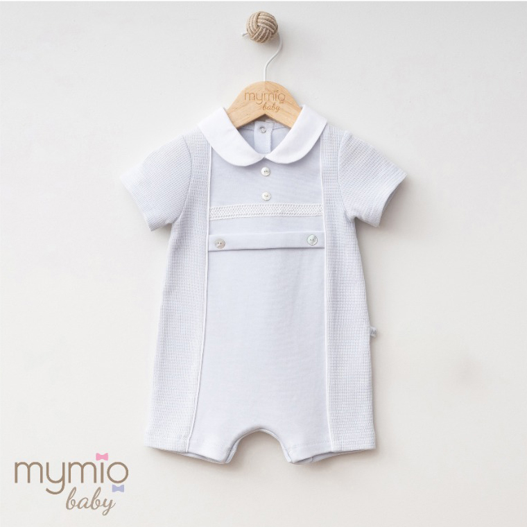 Mymio Knitted Pattern Baby Boy Romper, (4388), Blue, 9 Months