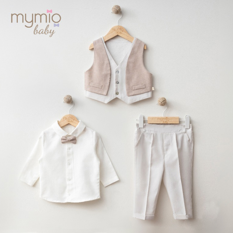 Mymio Faux Jacket Style 2-Piece Baby Boy Set, (4394), Brown, 18 Months