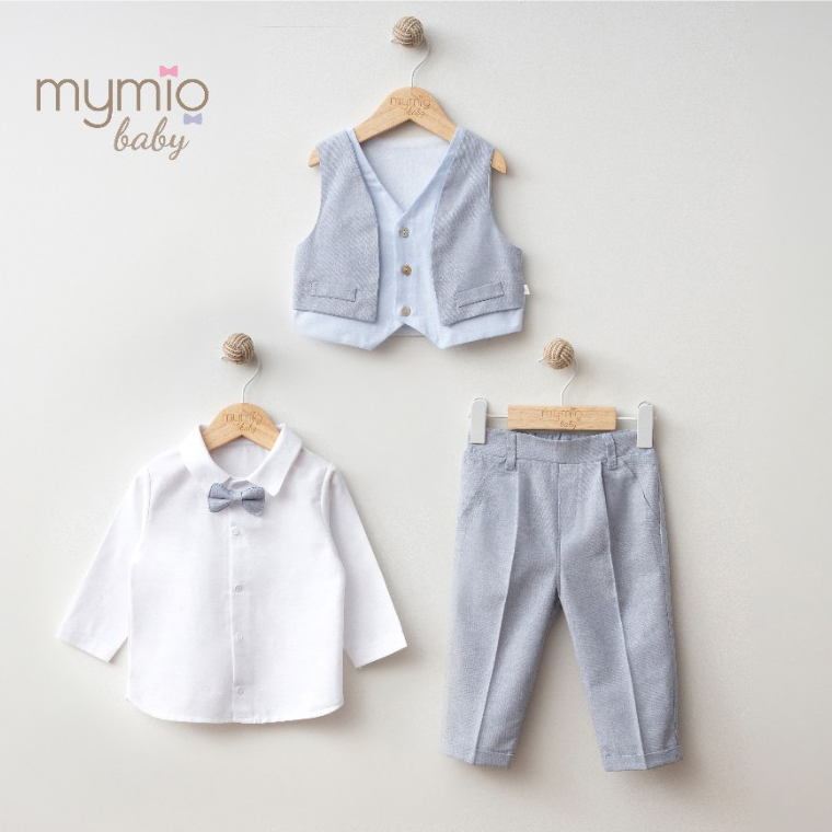 Mymio Faux Jacket Style 2-Piece Baby Boy Set, (4394), Beige, 9 Months
