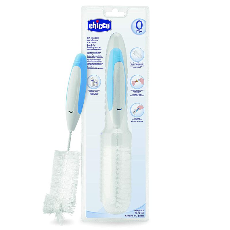 Chicco Cleaning Brush Cleaning Brush 0m+, 3 in 1, Blue - Image 2