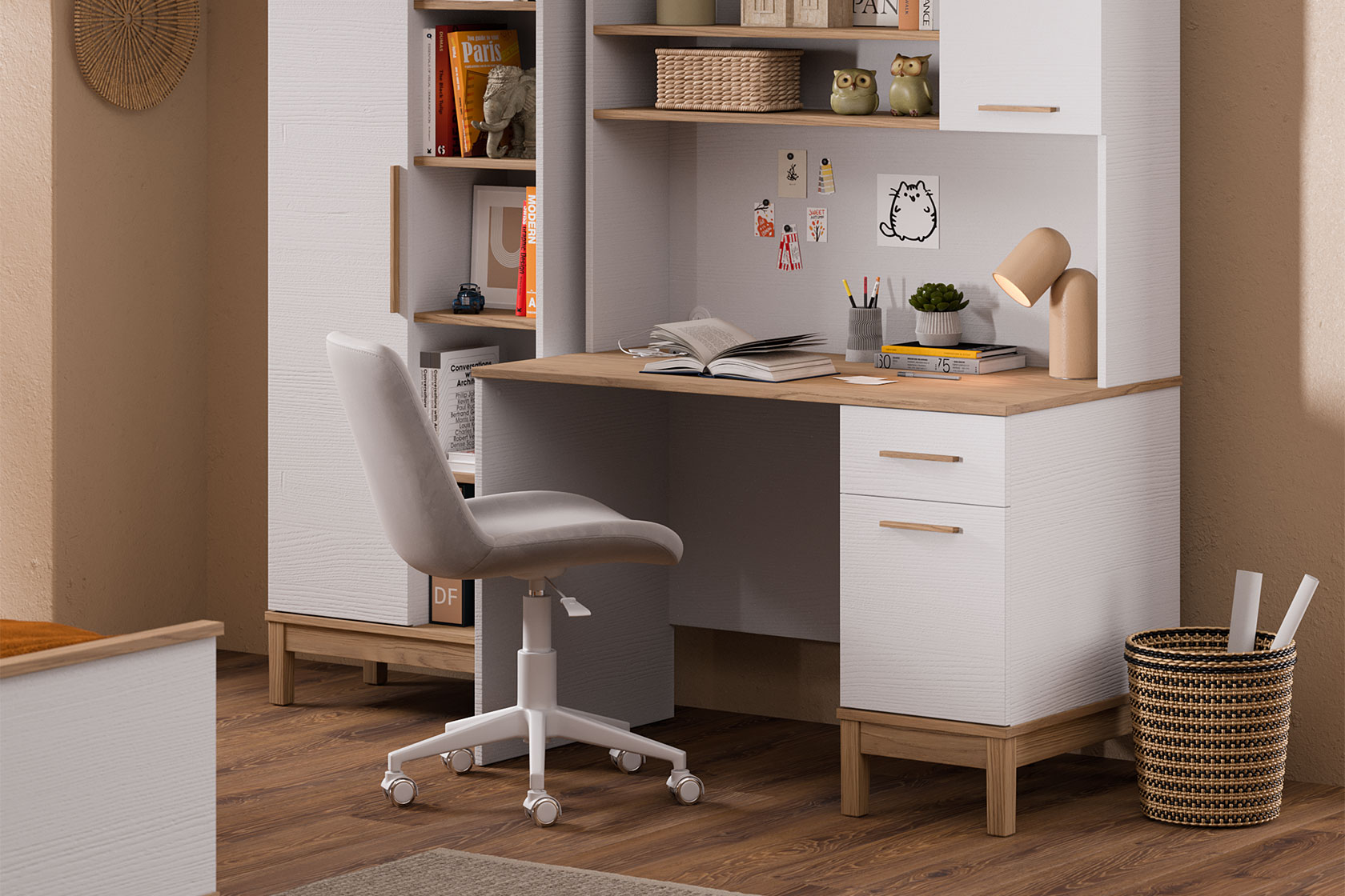 Almila Etto Study Desk with Top Unit - Image 3