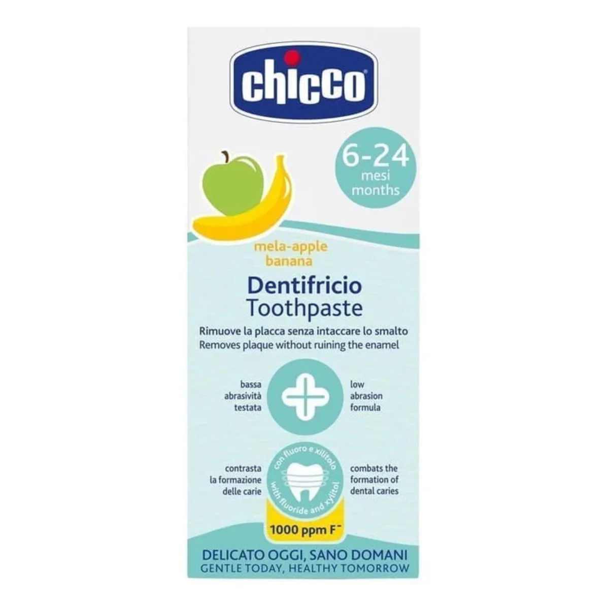 Chicco Fluoride-Free Toothpaste 6-24m for Children Apple-Banana 50 Ml - Image 2